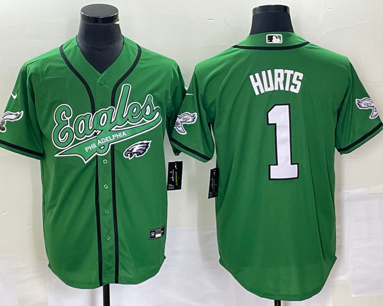 Men's Philadelphia Eagles Jalen Hurts #1 Kelly Green Jersey Joint Edition