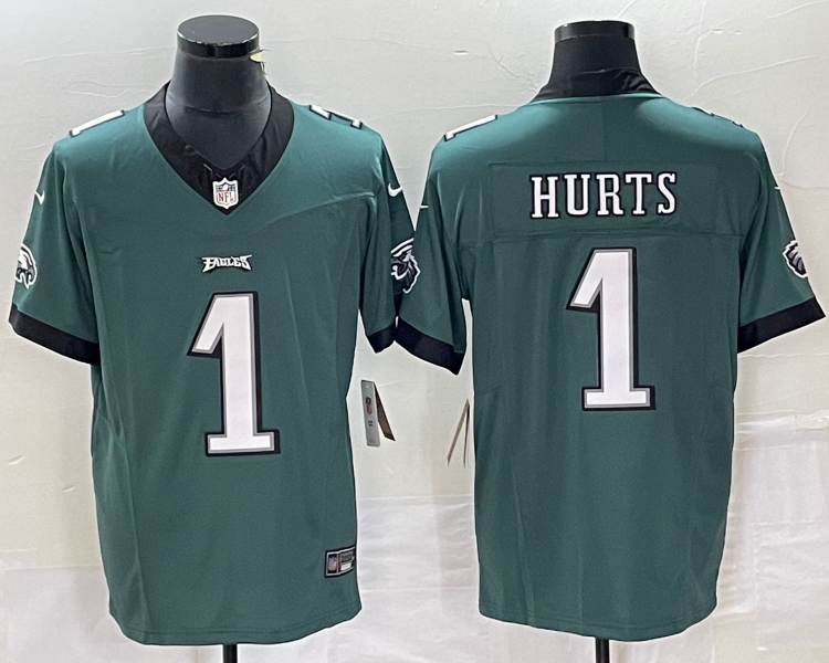 Men's Philadelphia Eagles Jalen Hurts #1 Midnight Green Jersey