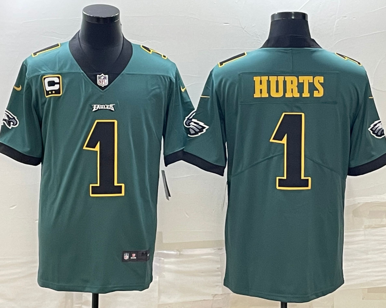 Men's Philadelphia Eagles Jalen Hurts #1 Midnight Green Jersey