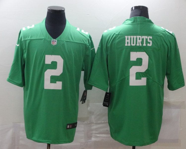 Men's Philadelphia Eagles Jalen Hurts #2 Green Jersey