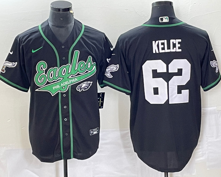 Men's Philadelphia Eagles Jason Kelce #62 Black Jersey Joint Edition