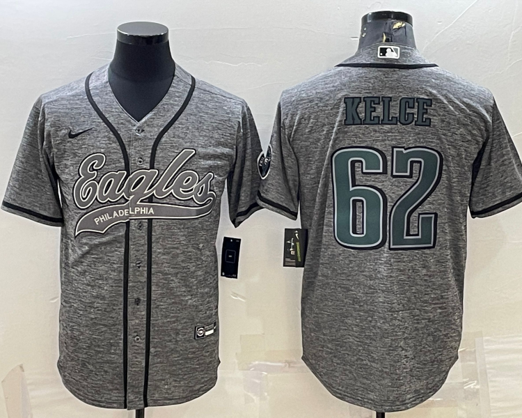 Men's Philadelphia Eagles Jason Kelce #62 Gray Jersey Joint Edition