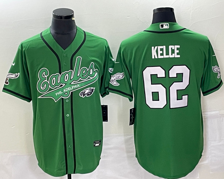 Men's Philadelphia Eagles Jason Kelce #62 Kelly Green Jersey Joint Edition