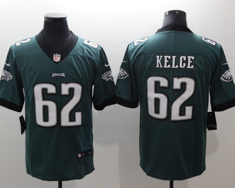 Men's Philadelphia Eagles Jason Kelce #62 Midnight Green Jersey