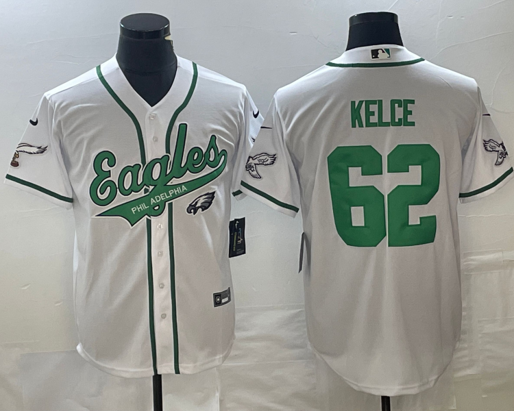 Men's Philadelphia Eagles Jason Kelce #62 White Jersey Joint Edition