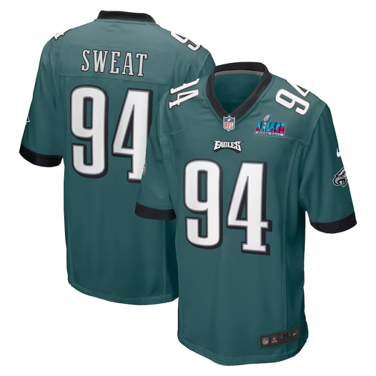 Men's Philadelphia Eagles Josh Sweat #94 Midnight Green Super Bowl LVII Patch Jersey