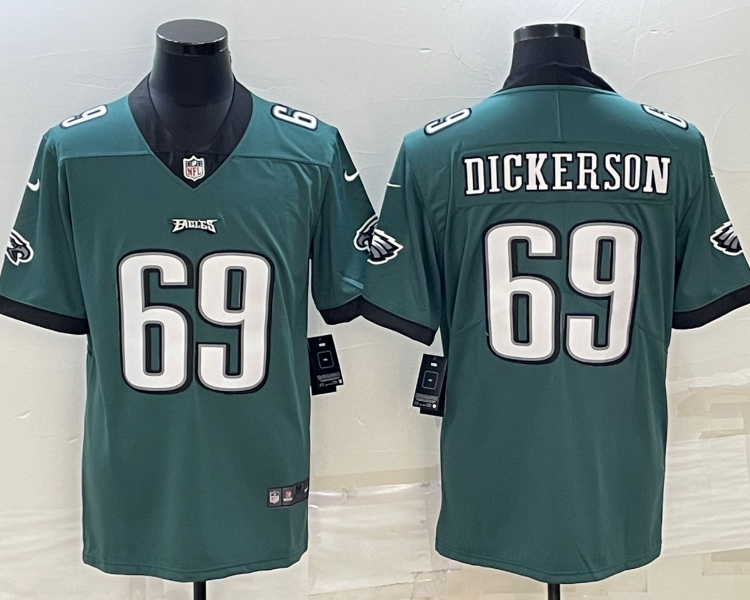 Men's Philadelphia Eagles Landon Dickerson #69 Midnight Green Jersey
