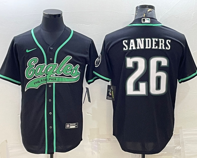 Men's Philadelphia Eagles Miles Sanders #26 Black Jersey Joint Edition