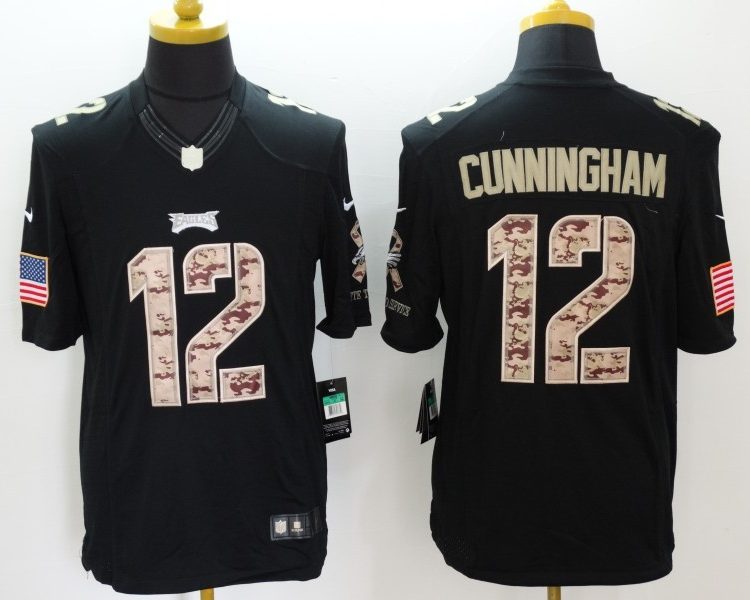 Men's Philadelphia Eagles Randall Cunningham #12 Black Jersey