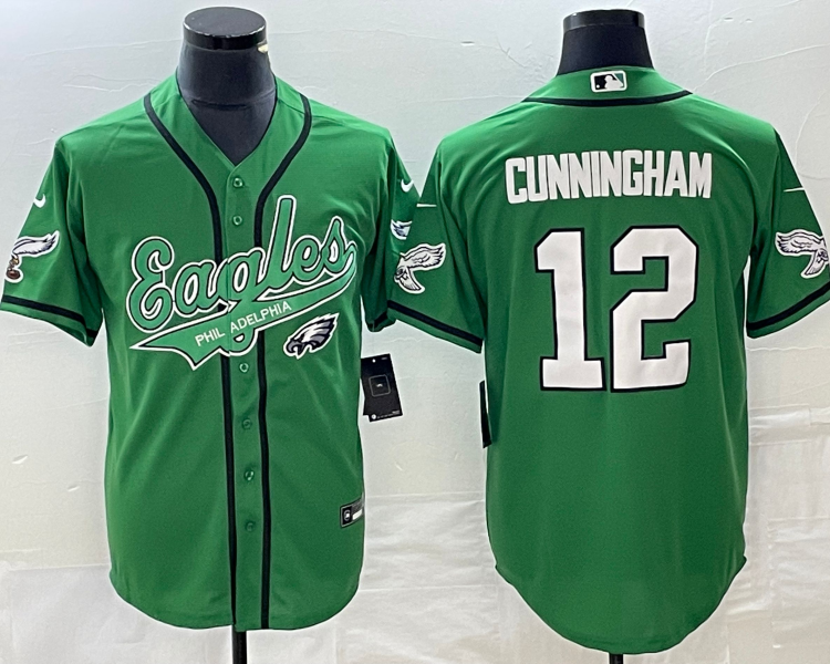 Men's Philadelphia Eagles Randall Cunningham #12 Kelly Green Jersey Joint Edition