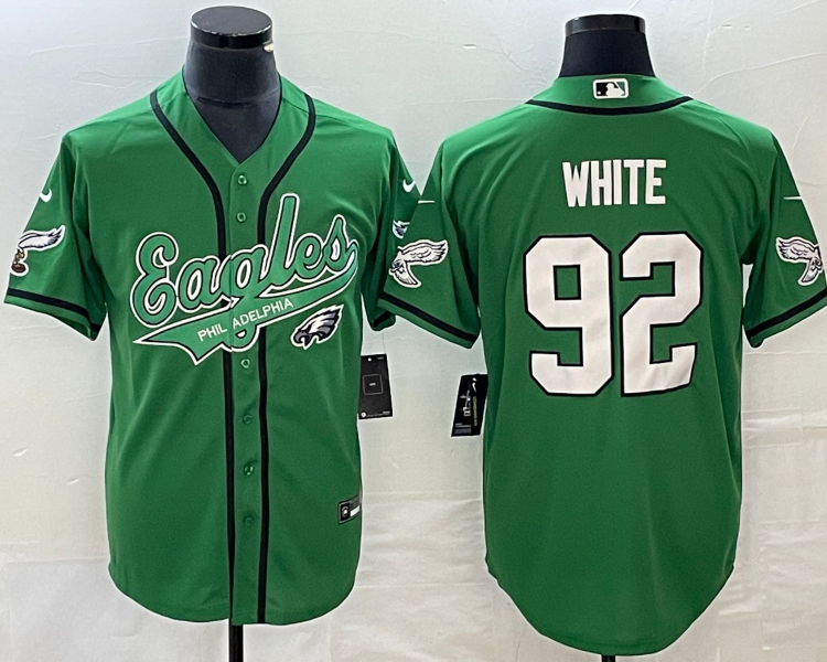 Men's Philadelphia Eagles Reggie White #92 Kelly Green Jersey Joint Edition