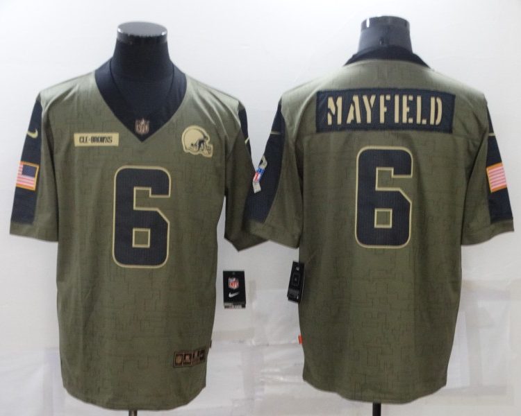 Men's Cleveland Browns Baker Mayfield #6 Olive Jersey