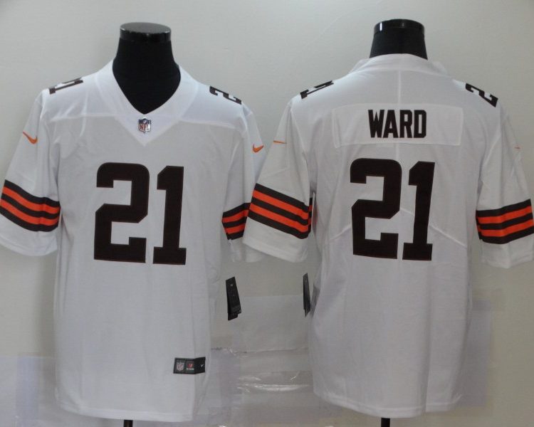 Men's Cleveland Browns Denzel Ward #21 White Jersey