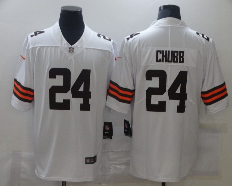 Men's Cleveland Browns Nick Chubb #24 White Jersey