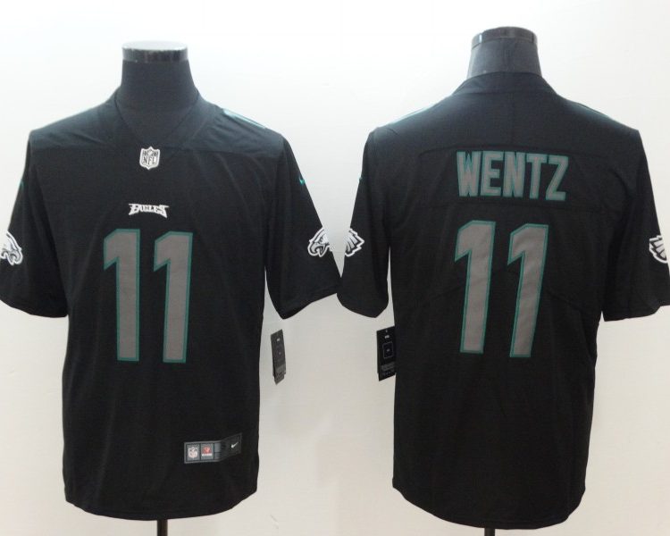 Men's Philadelphia Eagles #11 Carson Wentz Black Team Jersey
