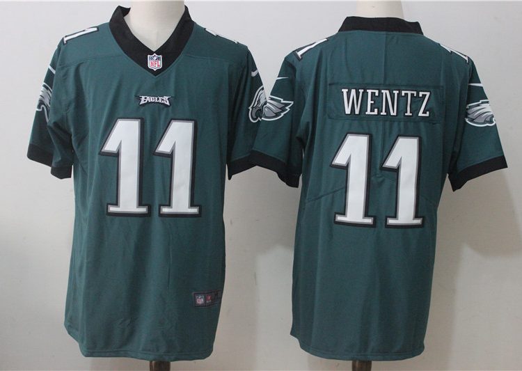 Men's Philadelphia Eagles #11 Carson Wentz Midnight Green Jersey