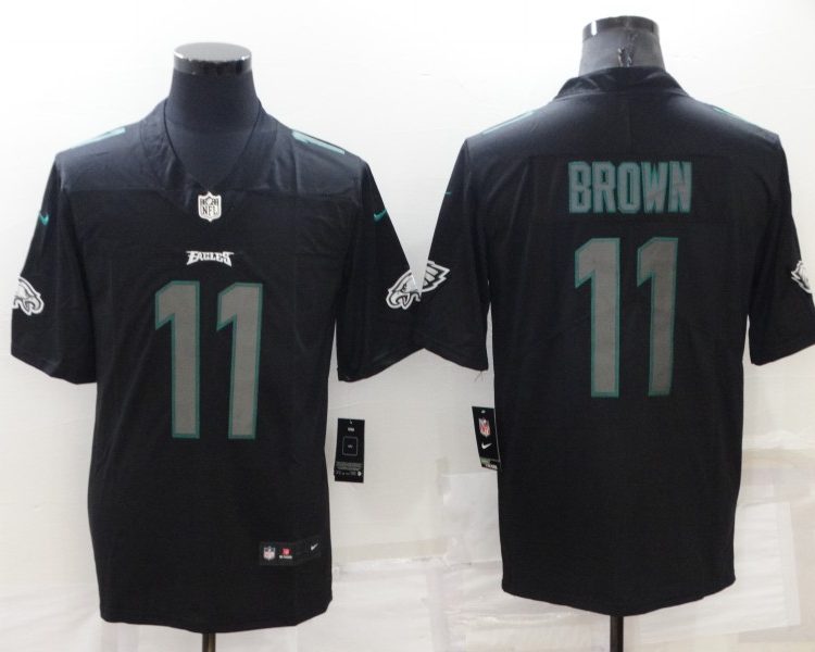 Men's Philadelphia Eagles A.J. Brown #11 Black Authentic Jersey