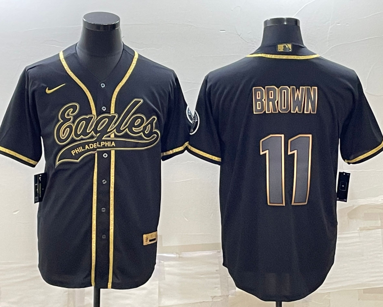 Men's Philadelphia Eagles A.J. Brown #11 Black Jersey Joint Edition