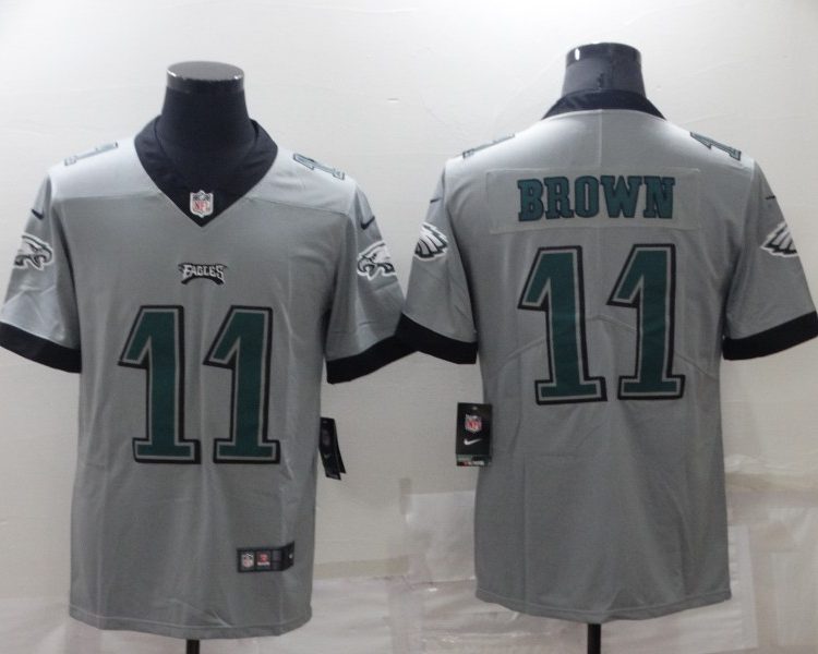 Men's Philadelphia Eagles A.J. Brown #11 Gray Inverted Jersey