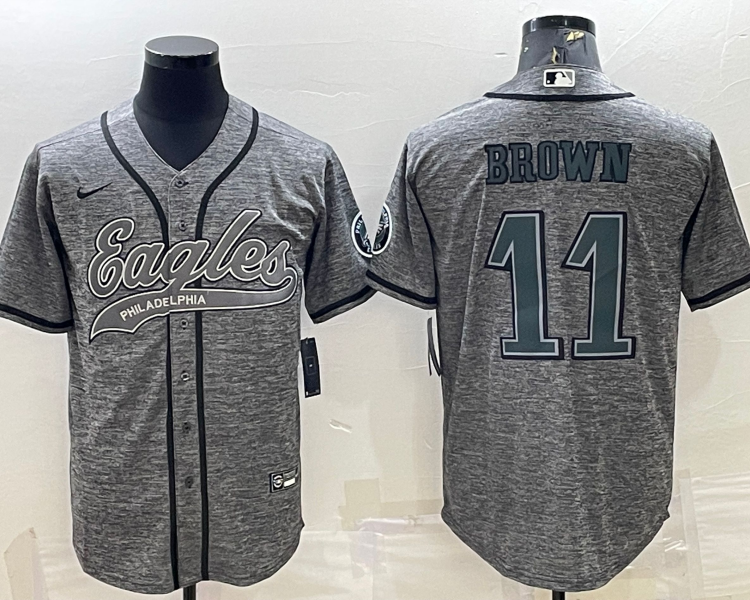 Men's Philadelphia Eagles A.J. Brown #11 Gray Jersey Joint Edition