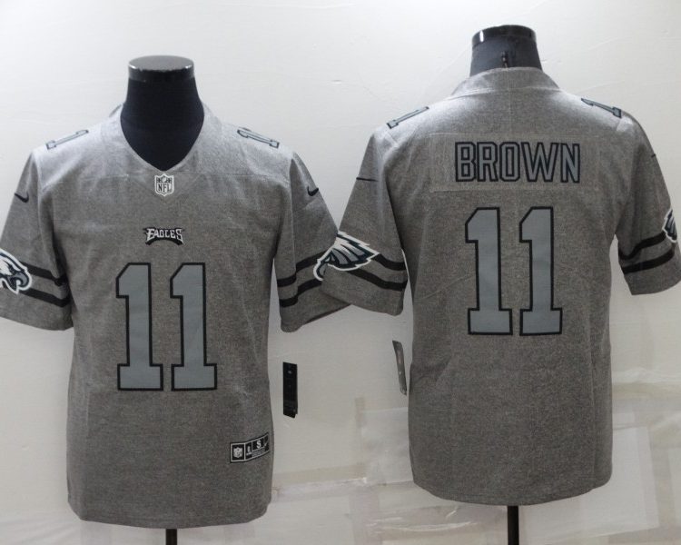 Men's Philadelphia Eagles A.J. Brown #11 Gray Jersey
