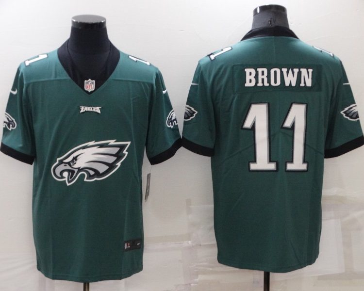 Men's Philadelphia Eagles A.J. Brown #11 Midnight Green Jersey