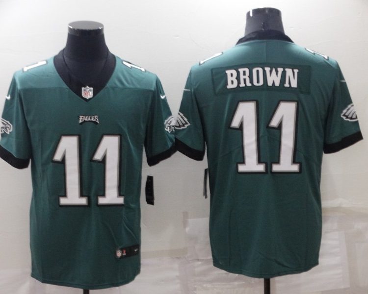 Men's Philadelphia Eagles A.J. Brown #11 Midnight Green Jersey