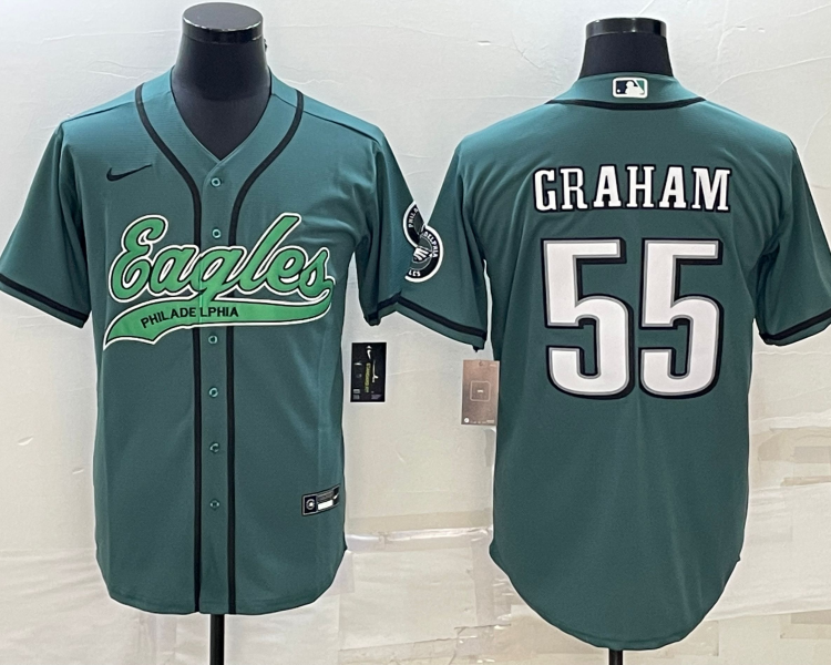 Men's Philadelphia Eagles Brandon Graham #55 Midnight Green Jersey Joint Edition
