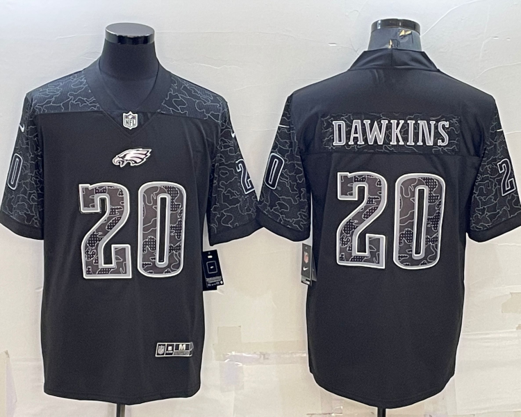 Men's Philadelphia Eagles Brian Dawkins #20 Black RFLCTV Limited Jersey