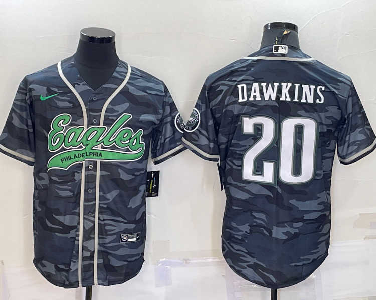 Men's Philadelphia Eagles Brian Dawkins #20 Grey Camouflage Jersey Joint Edition
