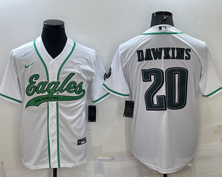 Men's Philadelphia Eagles Brian Dawkins #20 White Jersey Joint Edition