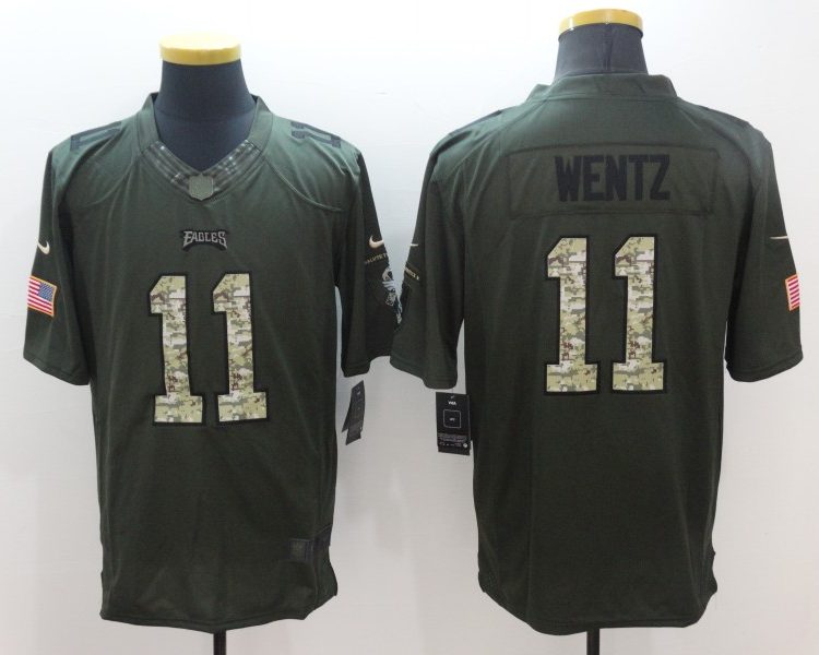 Men's Philadelphia Eagles Carson Wentz #11 Army Green Jersey
