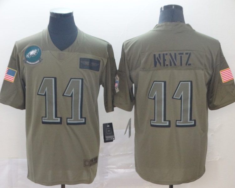 Men's Philadelphia Eagles Carson Wentz #11 Brown Team Jersey