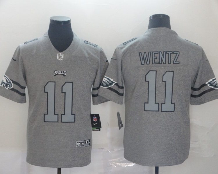 Men's Philadelphia Eagles Carson Wentz #11 Gray Team Jersey
