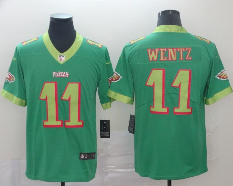 Men's Philadelphia Eagles Carson Wentz #11 Green Jersey City Edition