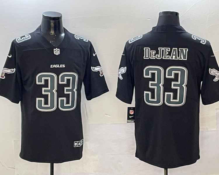 Men's Philadelphia Eagles Cooper DeJean #33 Carbon Black Jersey