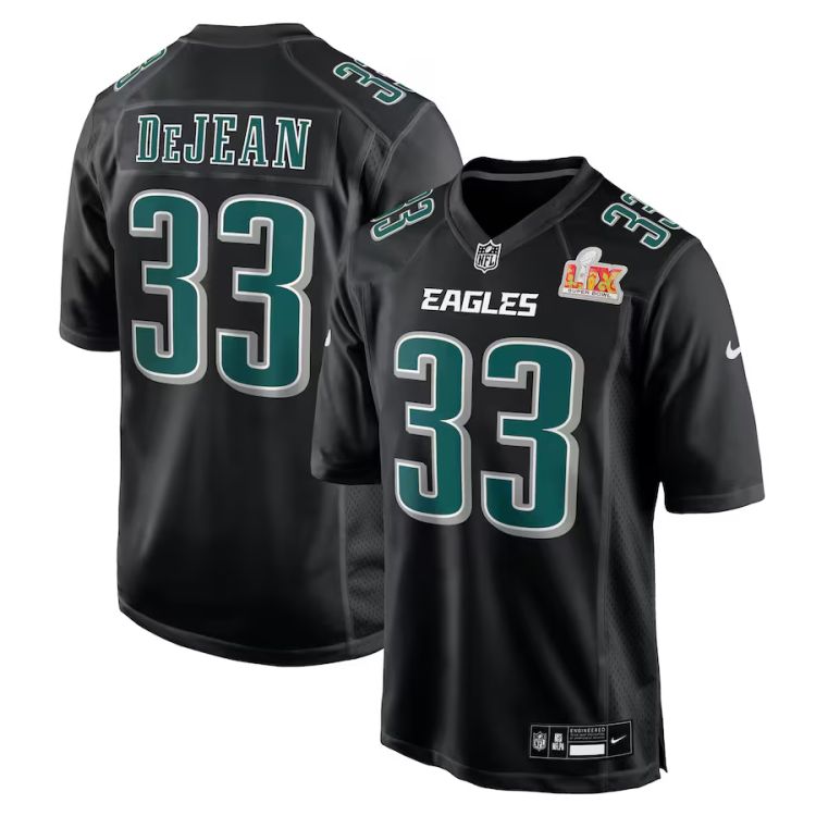 Men's Philadelphia Eagles Cooper DeJean #33 Carbon Black Super Bowl LIX Jersey