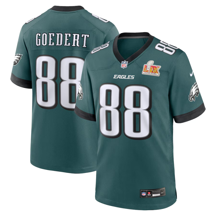 Men's Philadelphia Eagles Dallas Goedert #88 Midnight Green Super Bowl LIX Jersey
