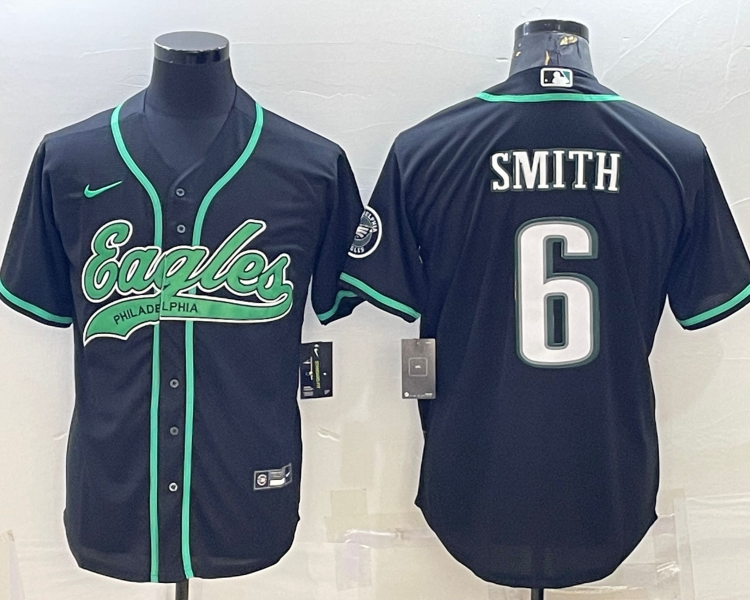 Men's Philadelphia Eagles DeVonta Smith #6 Black Jersey Joint Edition