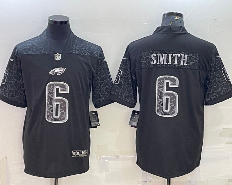 Men's Philadelphia Eagles DeVonta Smith #6 Black RFLCTV Limited Jersey