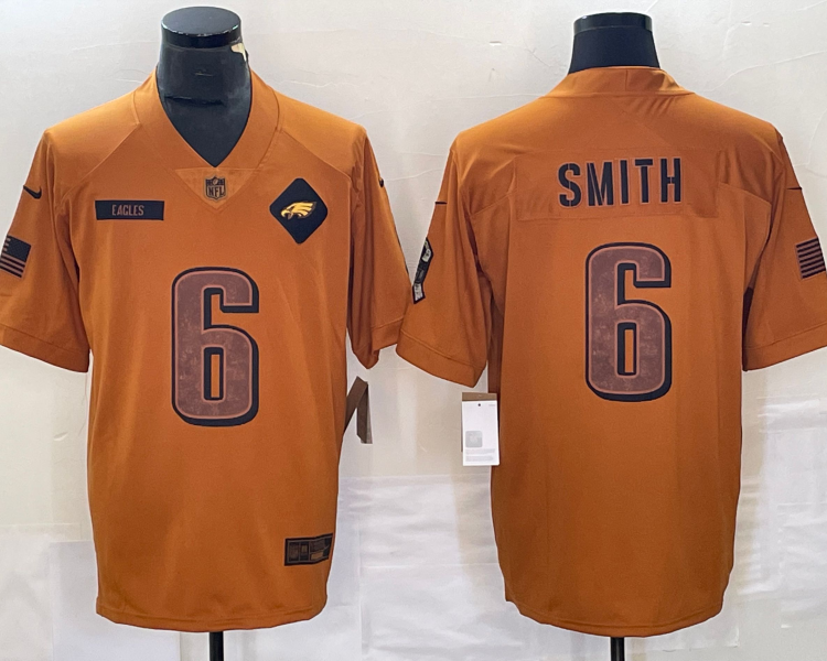 Men's Philadelphia Eagles DeVonta Smith #6 Brown 2023 Salute To Service Limited Jersey