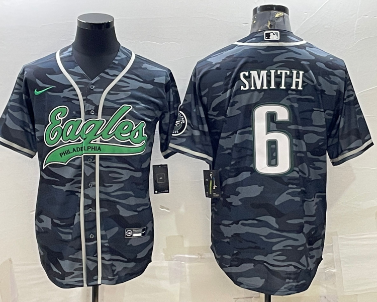 Men's Philadelphia Eagles DeVonta Smith #6 Grey Camouflage Jersey Joint Edition