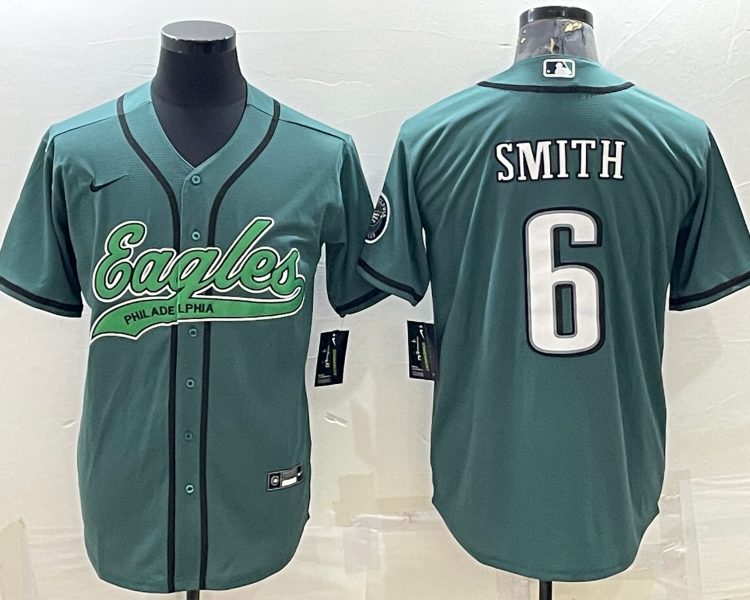 Men's Philadelphia Eagles DeVonta Smith #6 Midnight Green Jersey Joint Edition