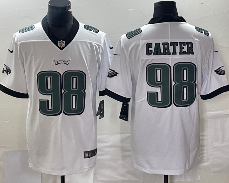 Men's Philadelphia Eagles Jalen Carter #98 White Alternate Team Jersey