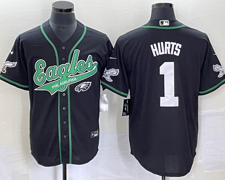 Men's Philadelphia Eagles Jalen Hurts #1 Black Jersey Joint Edition