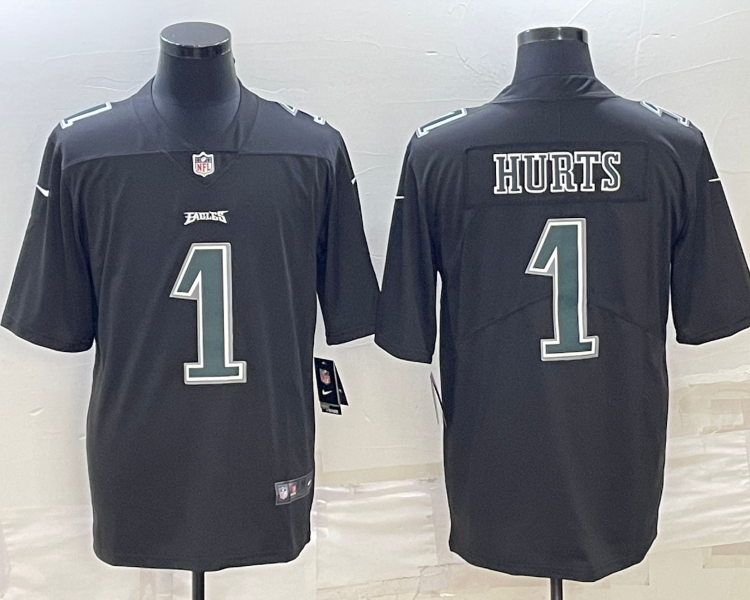 Men's Philadelphia Eagles Jalen Hurts #1 Black Jersey