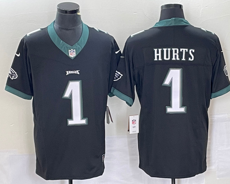 Men's Philadelphia Eagles Jalen Hurts #1 Black Jersey