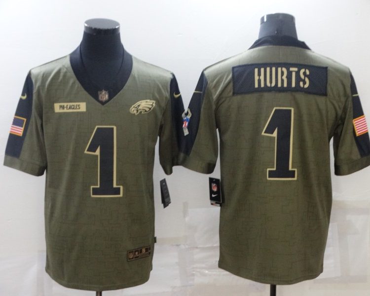 Men's Philadelphia Eagles Jalen Hurts #1 Brown Jersey