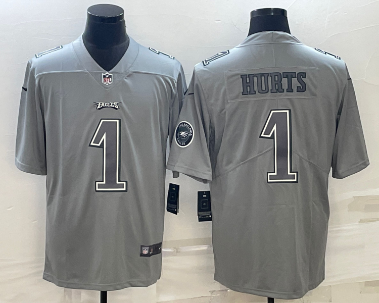 Men's Philadelphia Eagles Jalen Hurts #1 Gray Atmosphere Jersey