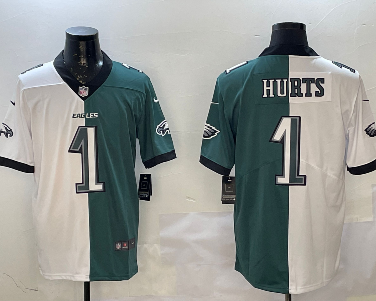 Men's Philadelphia Eagles Jalen Hurts #1 White/Green Jersey